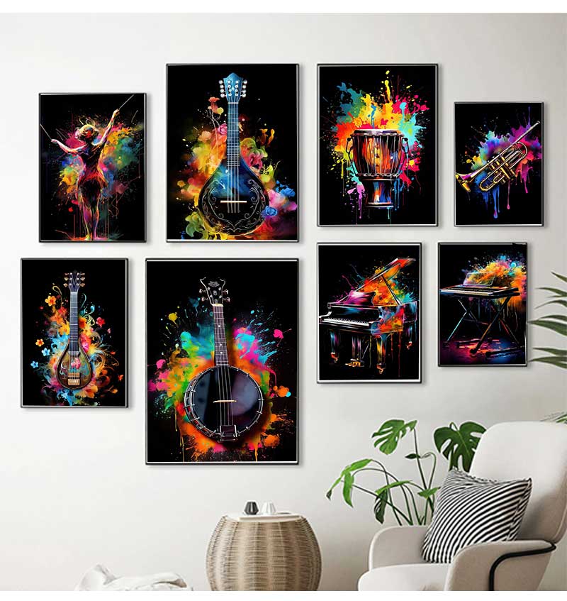 Resin Art Studio - Quadri Diamantati Classici con Strumenti Musicali,