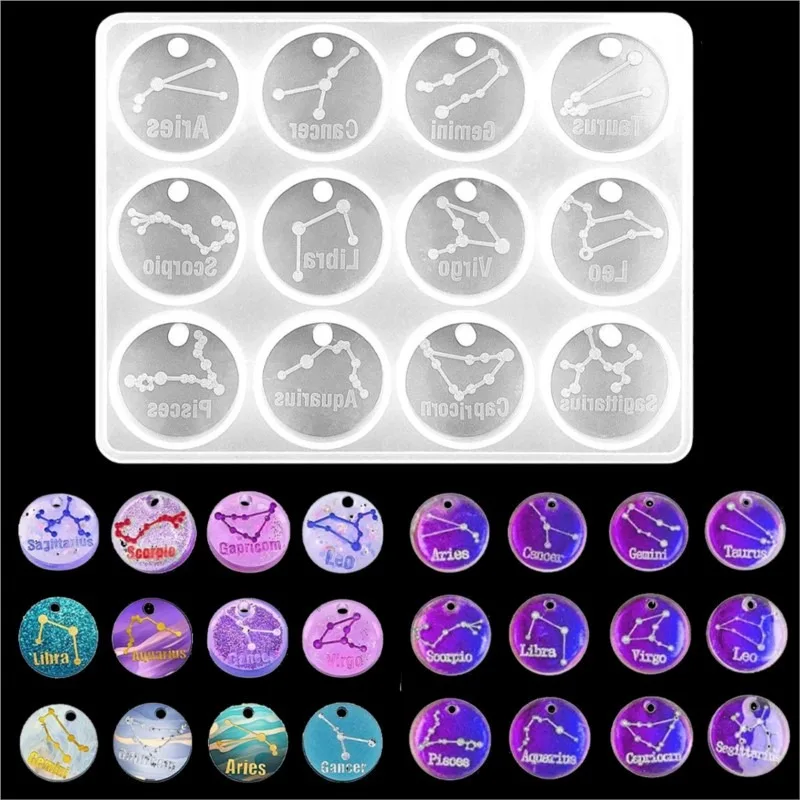 Resin Art Glue - 12 stampi in resina costellazione zodiacale