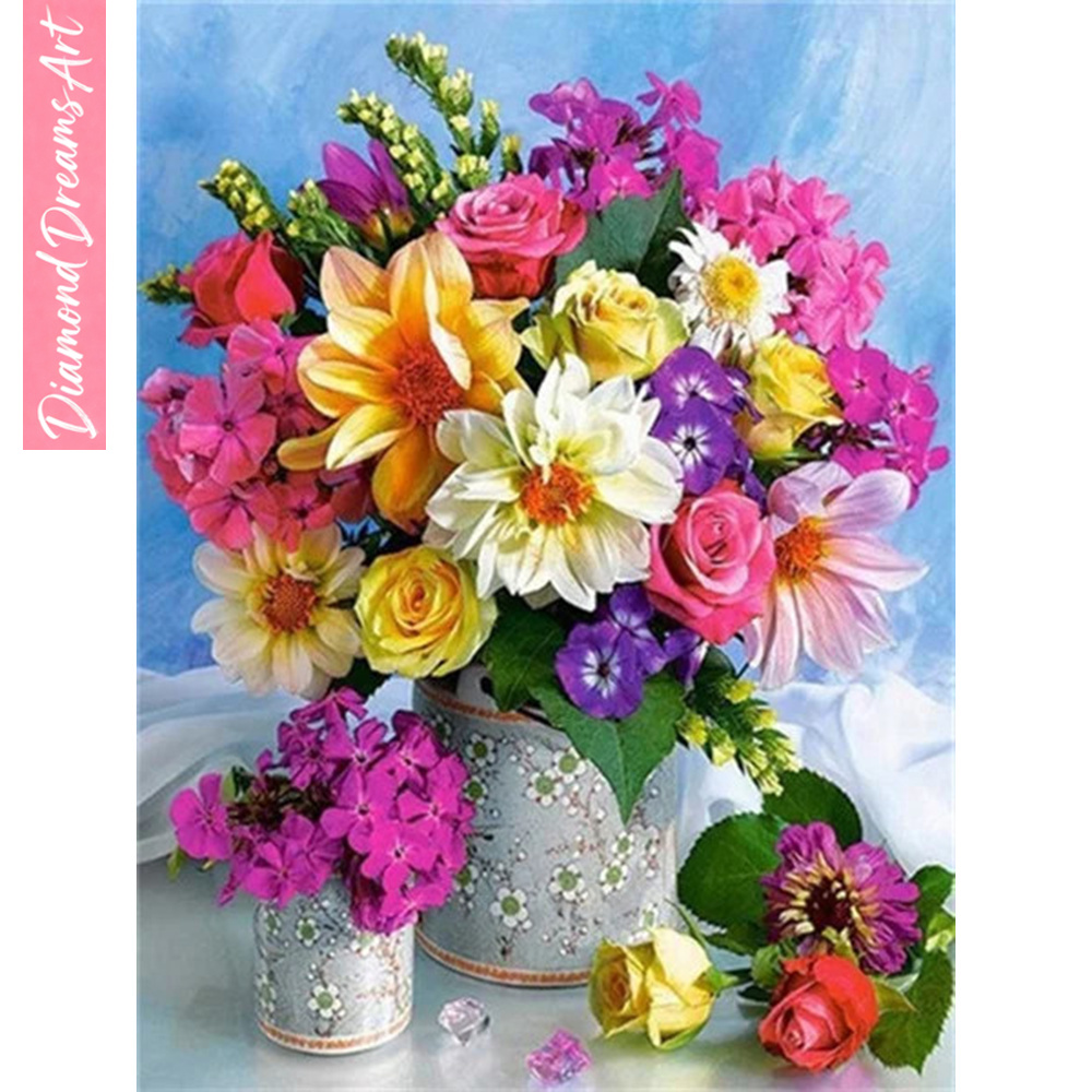 Resin Art Flowers - Kit Mosaico Diamantato Completo 5D, Dipinto
