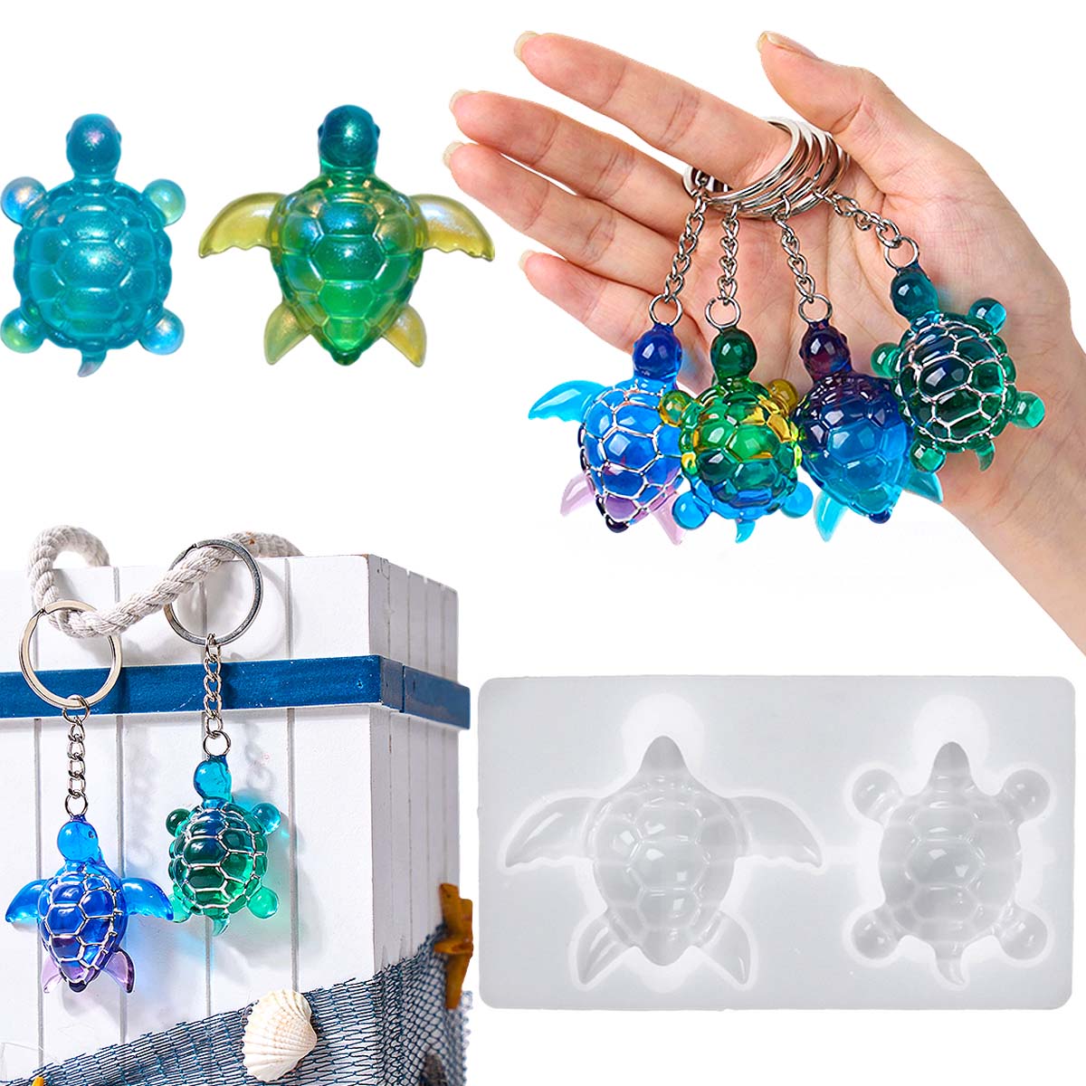 Resin Art Glue - Stampo in silicone portachiavi tartaruga marina