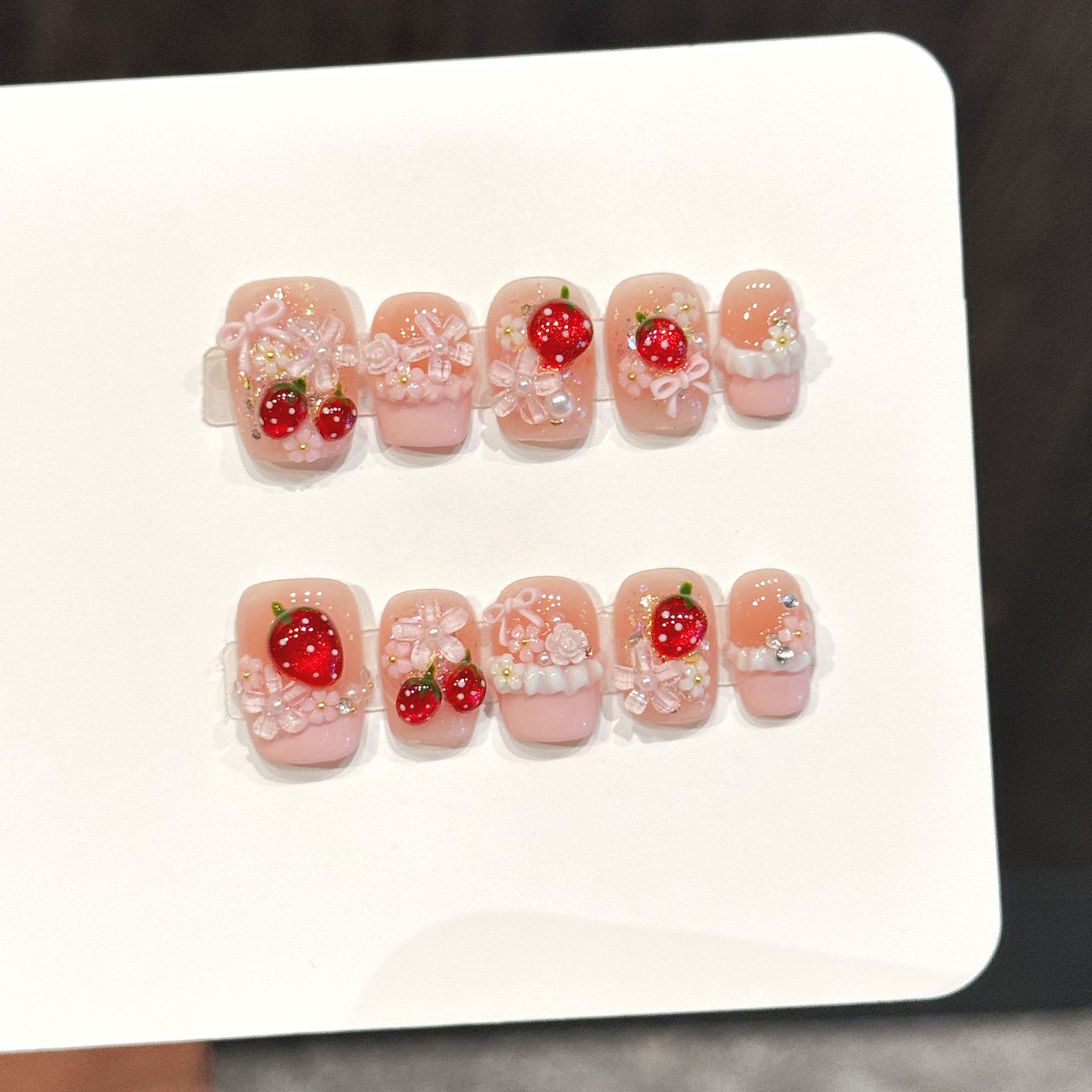 Resin Art Flowers - 10 pezzi carino fragola rossa stampa