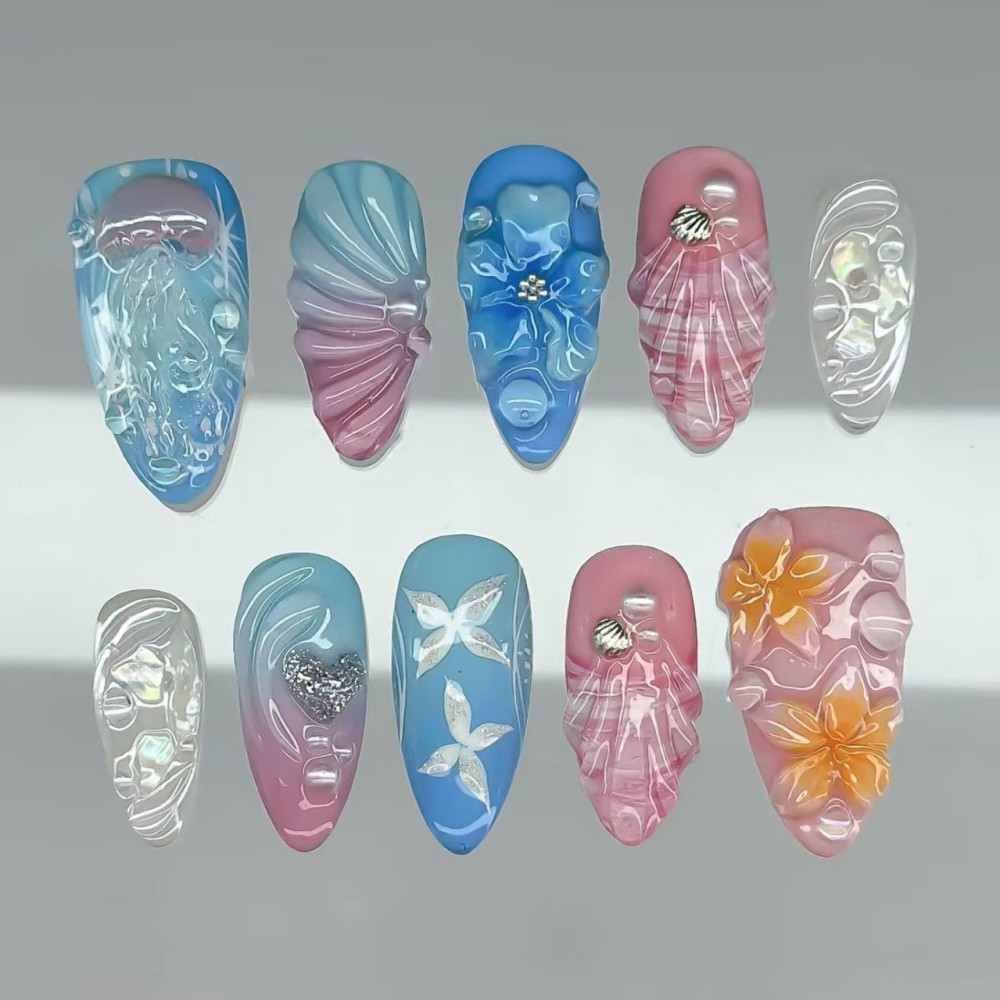 24 Pezzi di Unghie Finte di Lu - Resin Art Flowers recensione e prezzo