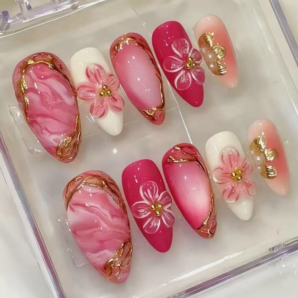 24 Pezzi di Unghie Finte di Lu - Resin Art Flowers recensione e prezzo