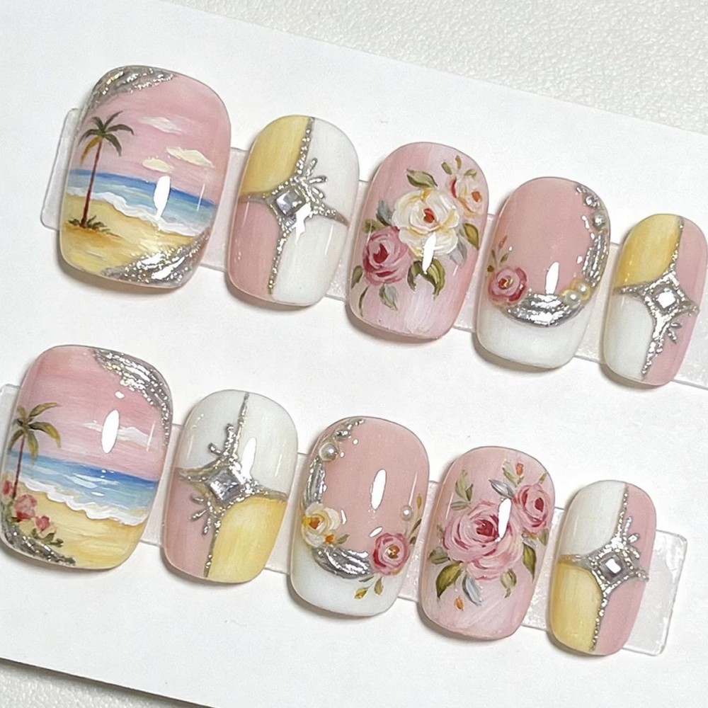 24 Pezzi di Unghie Finte di Lu - Resin Art Flowers recensione e prezzo